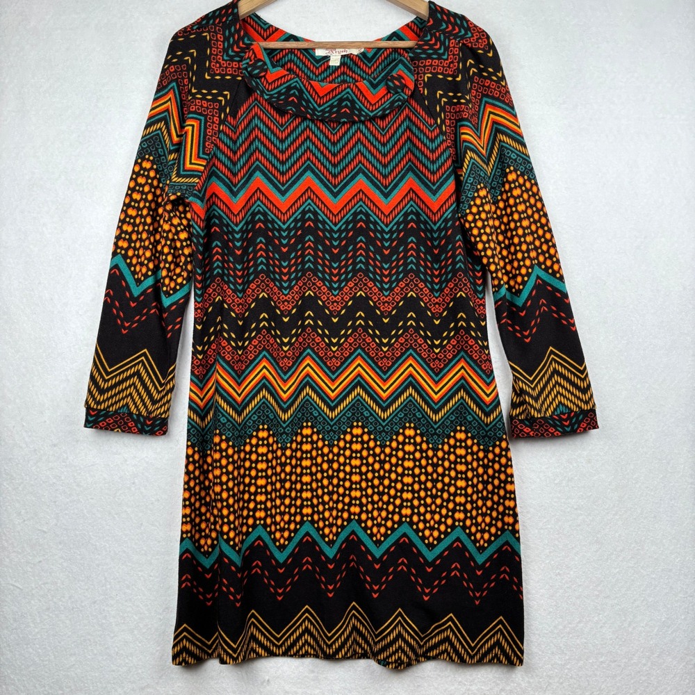 Aryeh Dress Womens XL‎ Cowl Neck Shift Geometric Print Boho
